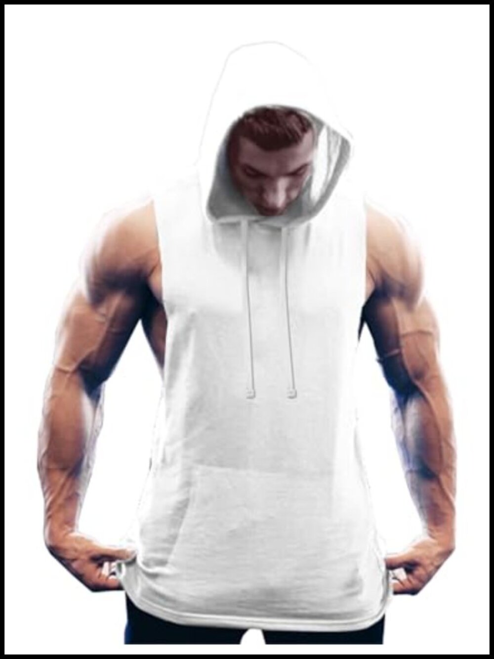Mens Sleeveless Workout Hooded Tank Top Muscle Gym Cut Off Shirt